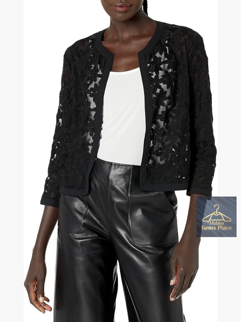 Floral Lace Mesh Cardigan - Sheer Long Sleeve